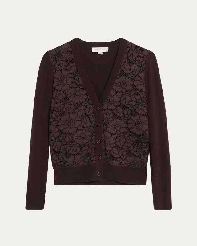 Lace Front Cashmere Cardigan